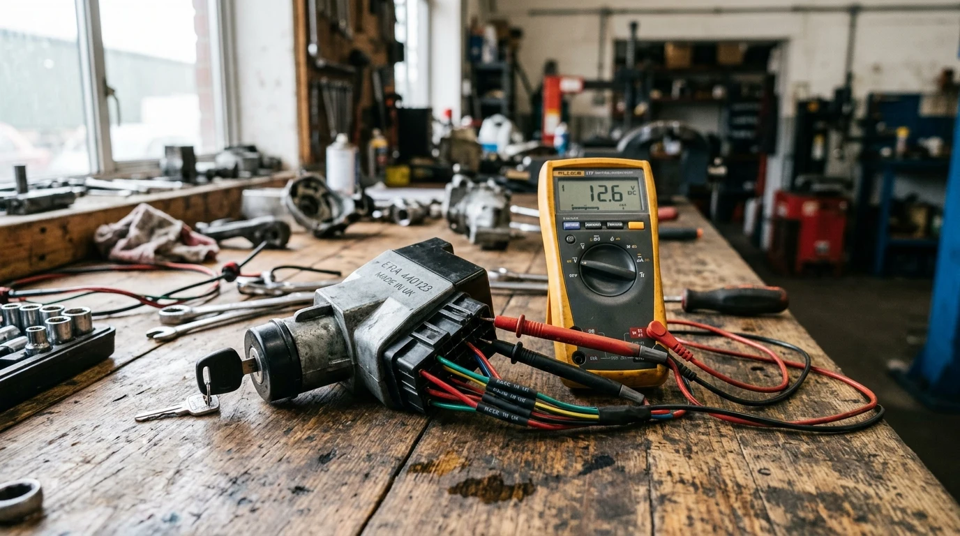 Instalace spínače zapalování ERA 440123: Návod, schéma zapojení a postup krok za krokem 1 Elektrický spínač zapalování ERA 440123 na pracovním stole